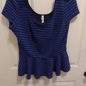 Women's Blue and black peplum top